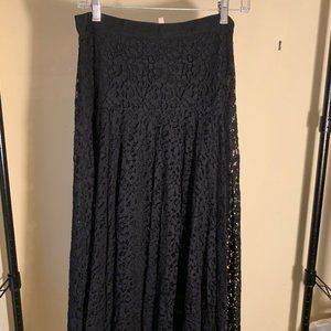 Rebecca Taylor Long Navy Lace Skirt